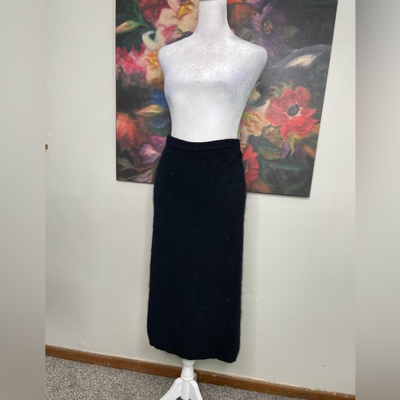 J.P. VAL Black Lambwool Agora Eyelash Maxi Pencil Knit Skirt Sz Small Soft Cozy - Picture 1 of 7